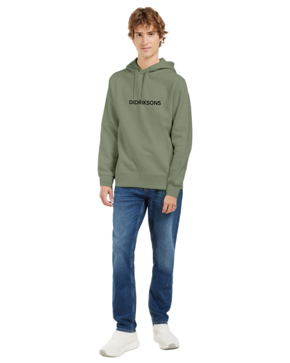 Light Moss coloured Didriksons Mens Ven Hoodies on white background 