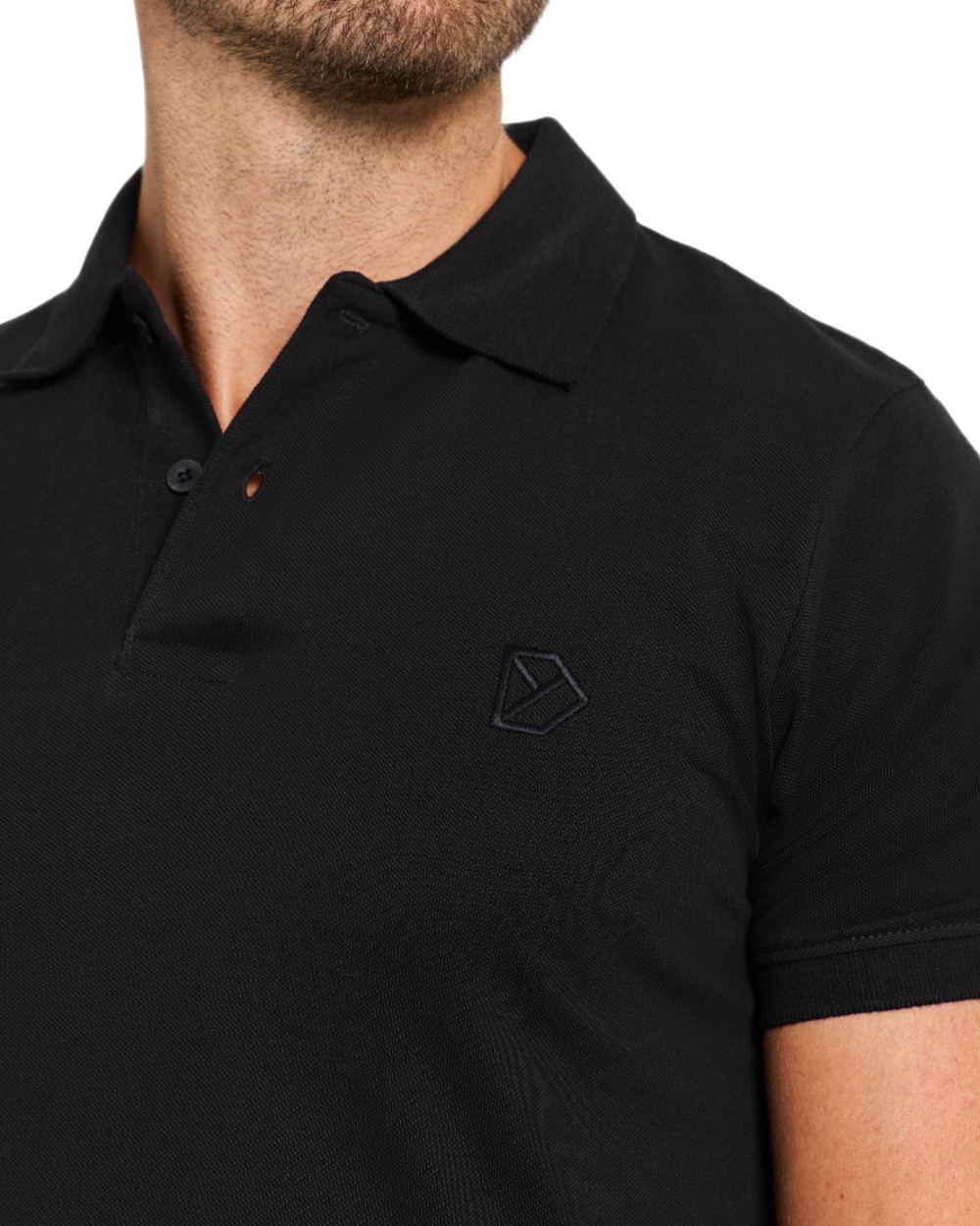 Black coloured Didriksons Ville Pike Polo Shirt 2 on white background 