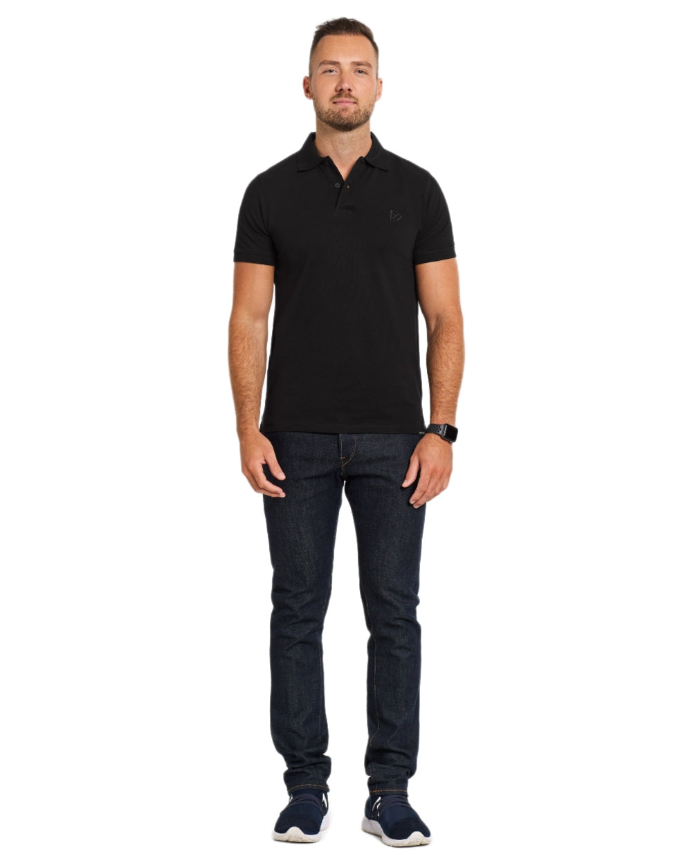 Black coloured Didriksons Ville Pike Polo Shirt 2 on white background 