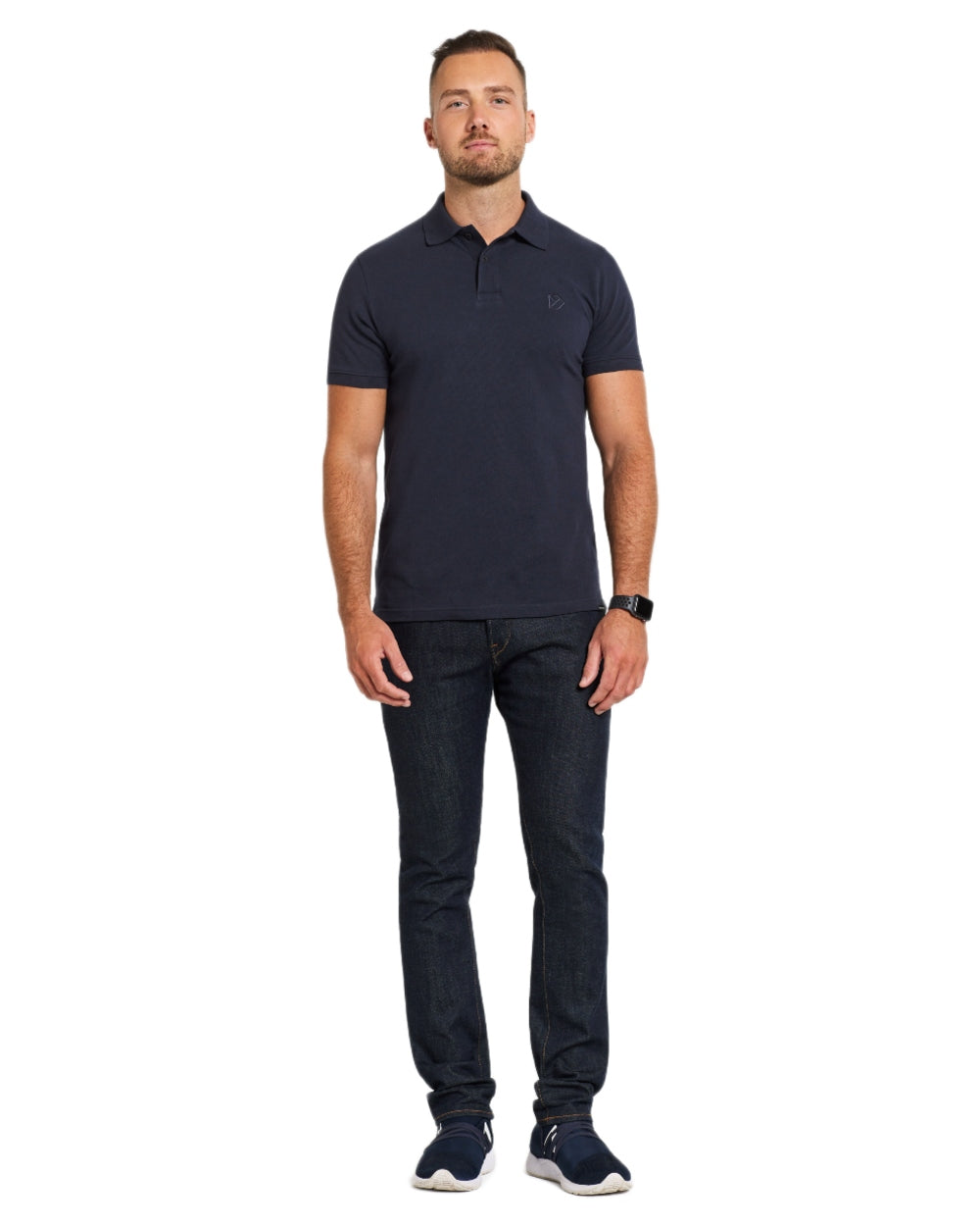Dark Night Blue coloured Didriksons Ville Pike Polo Shirt 2 on white background 