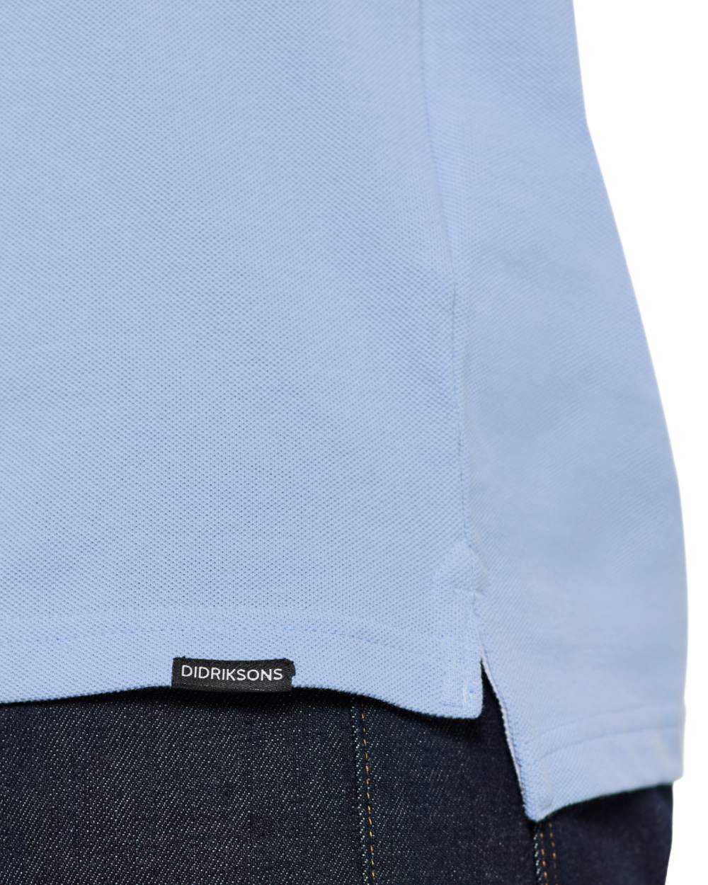 Sea Blue coloured Didriksons Ville Pike Polo Shirt 2 on white background 