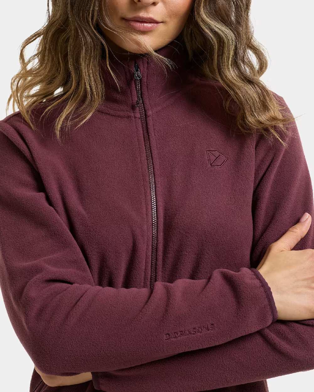 Old Rust coloured Didriksons Viona Womens Fullzip on white background 