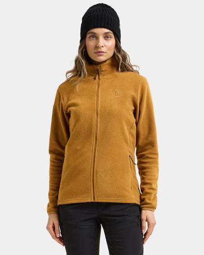 Spice Brown coloured Didriksons Viona Womens Fullzip on white background 