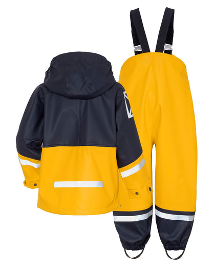 Oat Yellow coloured Didriksons Waterman Kids Rain Set on white background 
