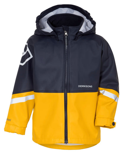 Oat Yellow coloured Didriksons Waterman Kids Rain Set on white background 