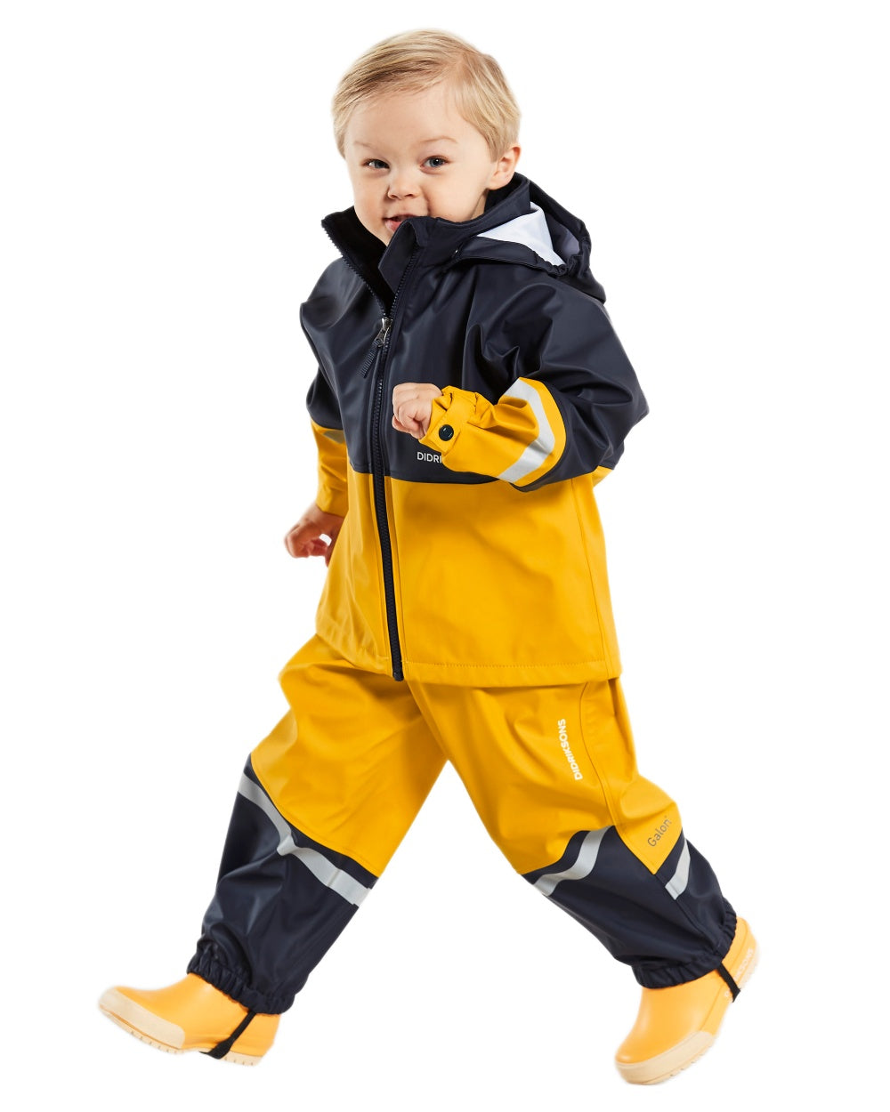 Oat Yellow coloured Didriksons Waterman Kids Rain Set on white background 