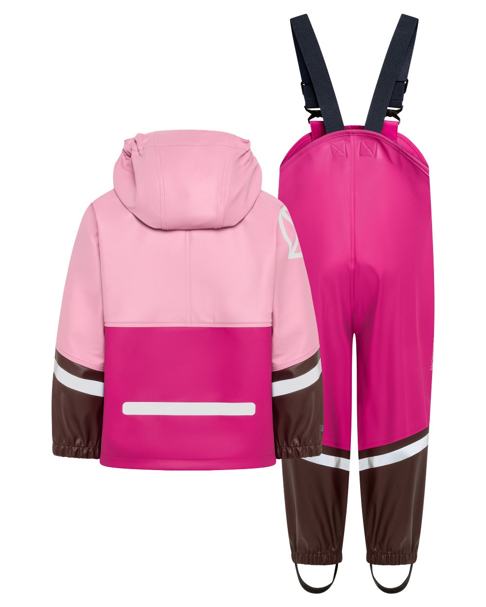 Oyster Pink coloured Didriksons Waterman Kids Rain Set on white background 