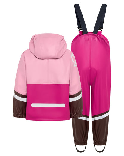 Oyster Pink coloured Didriksons Waterman Kids Rain Set on white background 