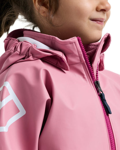 Oyster Pink coloured Didriksons Waterman Kids Rain Set on white background 