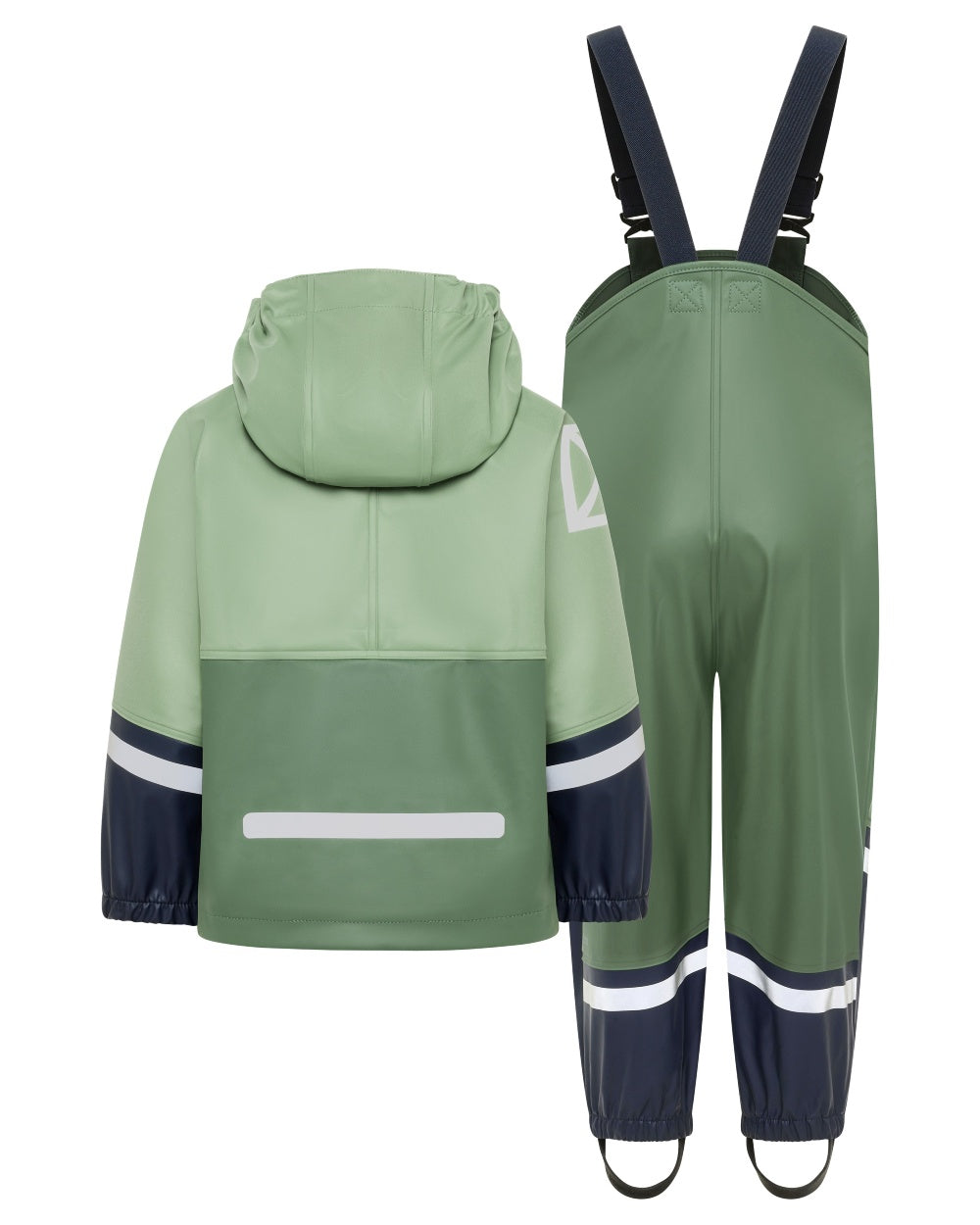 Sage Green coloured Didriksons Waterman Kids Rain Set on white background 