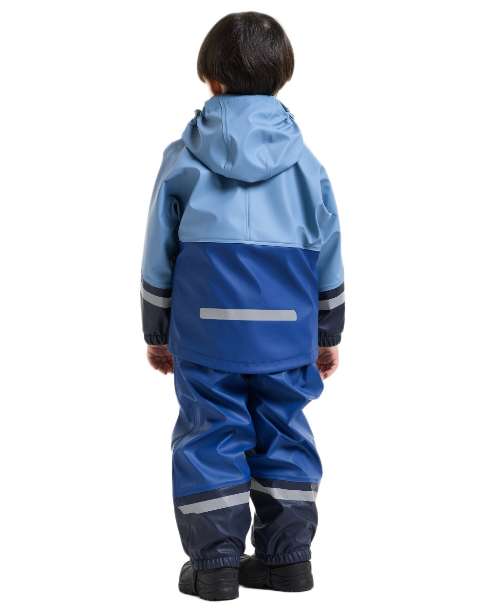 Winter Blue coloured Didriksons Waterman Kids Rain Set on white background 