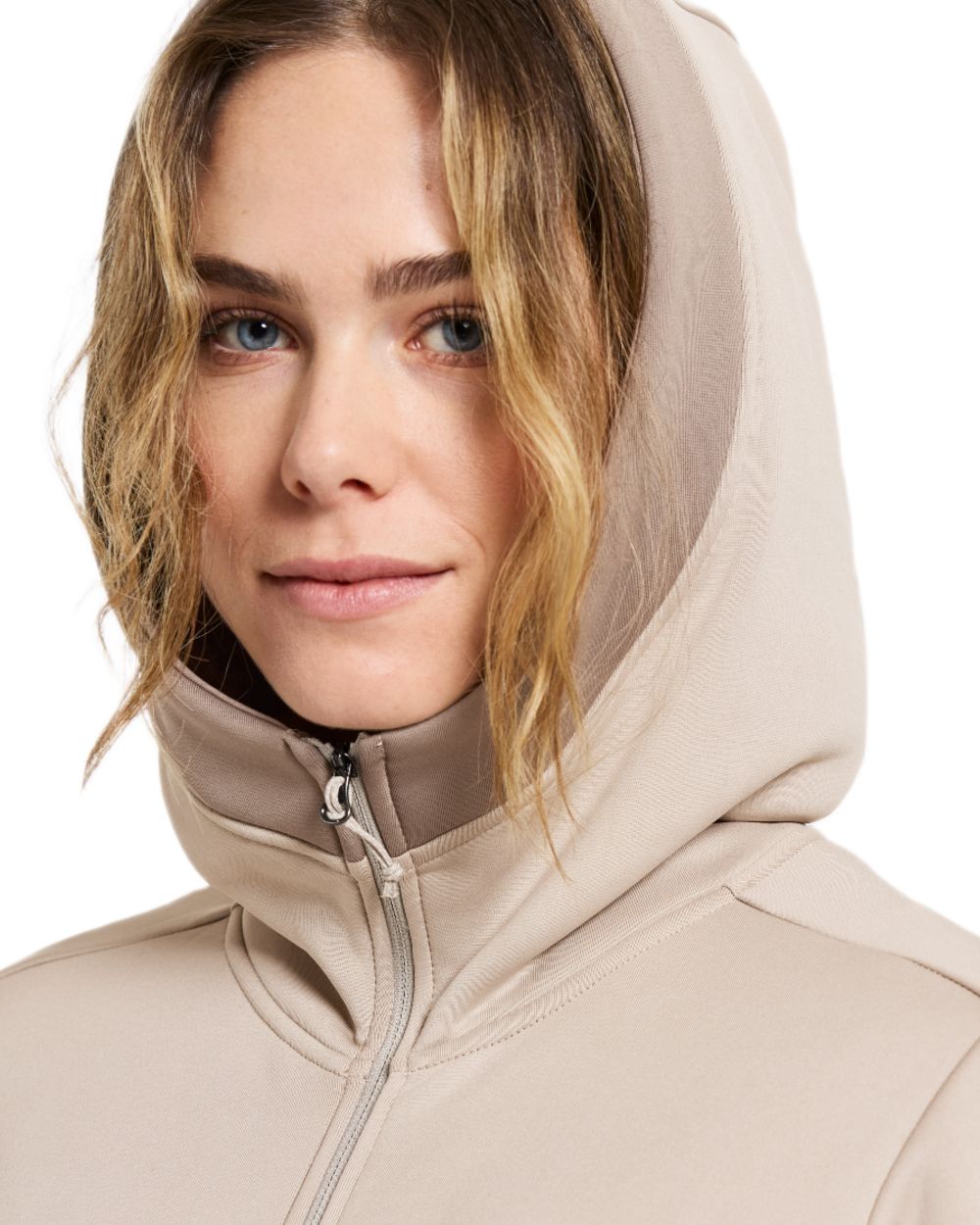 Beach Beige coloured Didriksons Womens Anneli Full Zip Fleece 3 on white background 