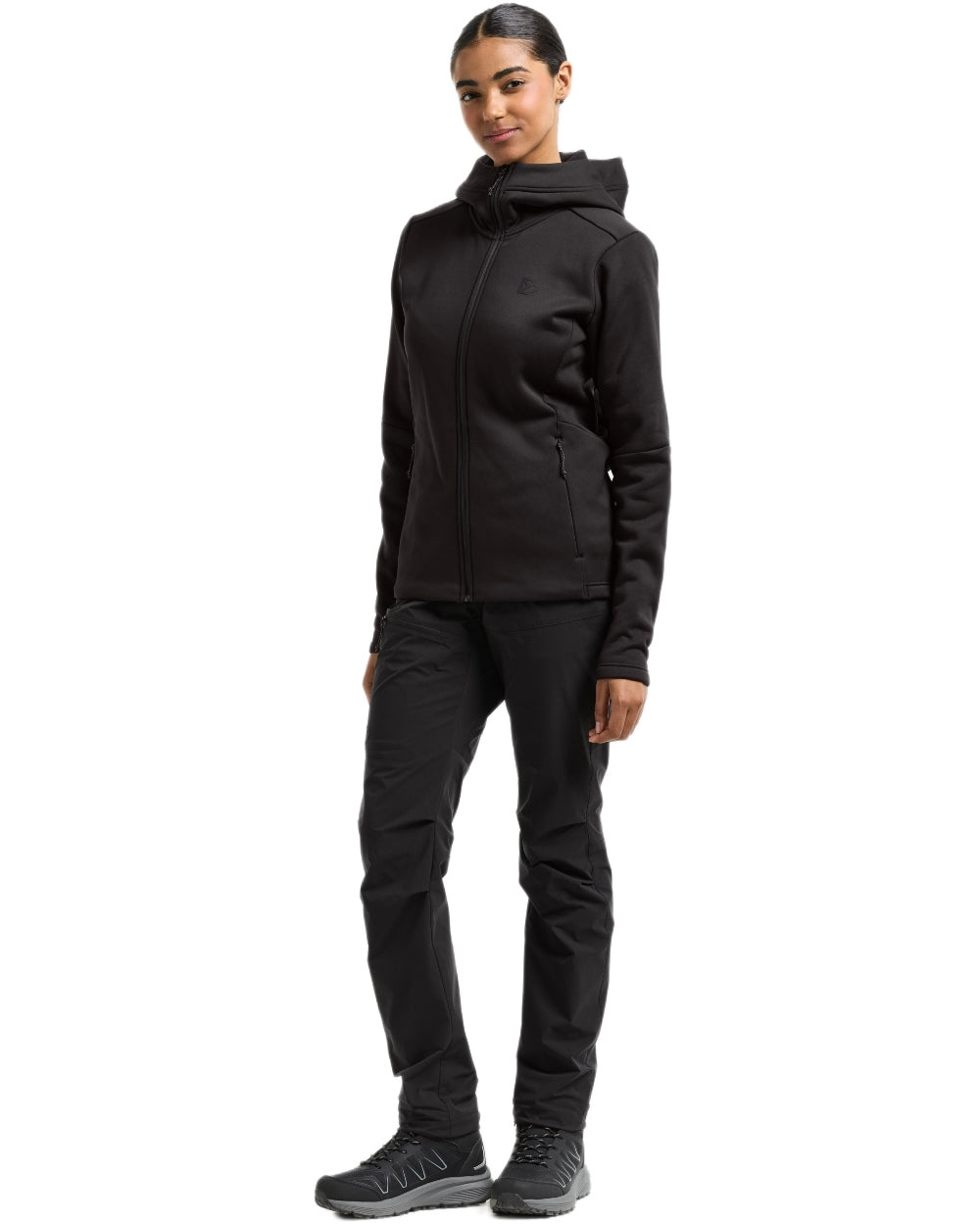 Black coloured Didriksons Womens Anneli Full Zip Fleece 3 on white background 