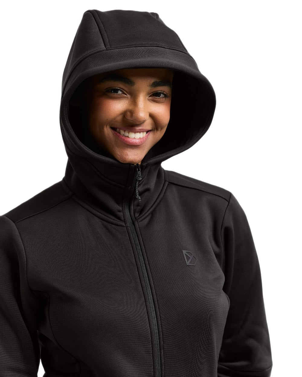 Black coloured Didriksons Womens Anneli Full Zip Fleece 3 on white background 