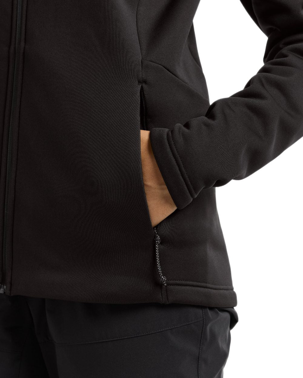 Black coloured Didriksons Womens Anneli Full Zip Fleece 3 on white background 