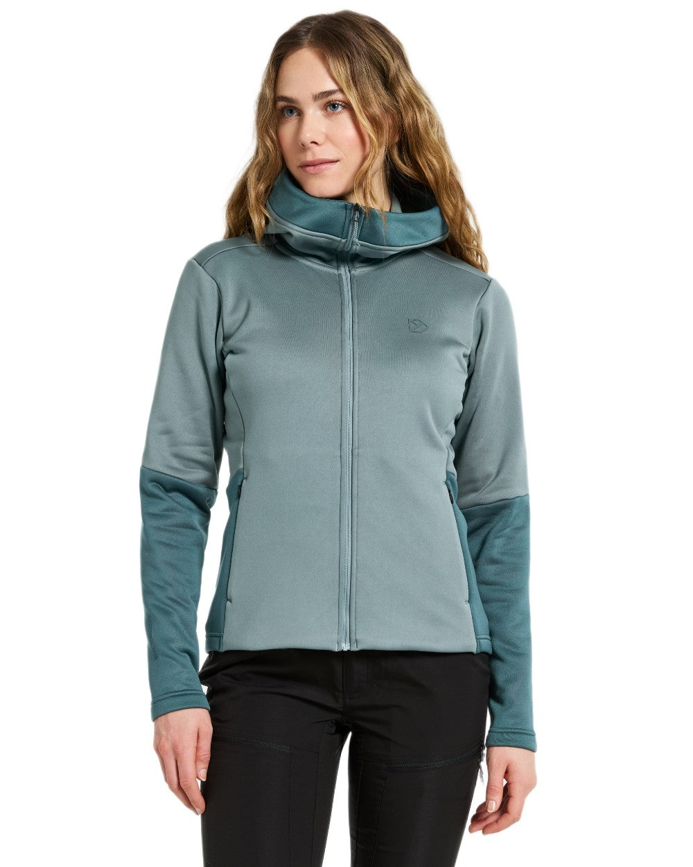 Factory Blue coloured Didriksons Womens Anneli Full Zip Fleece 3 on white background 