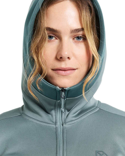 Factory Blue coloured Didriksons Womens Anneli Full Zip Fleece 3 on white background 