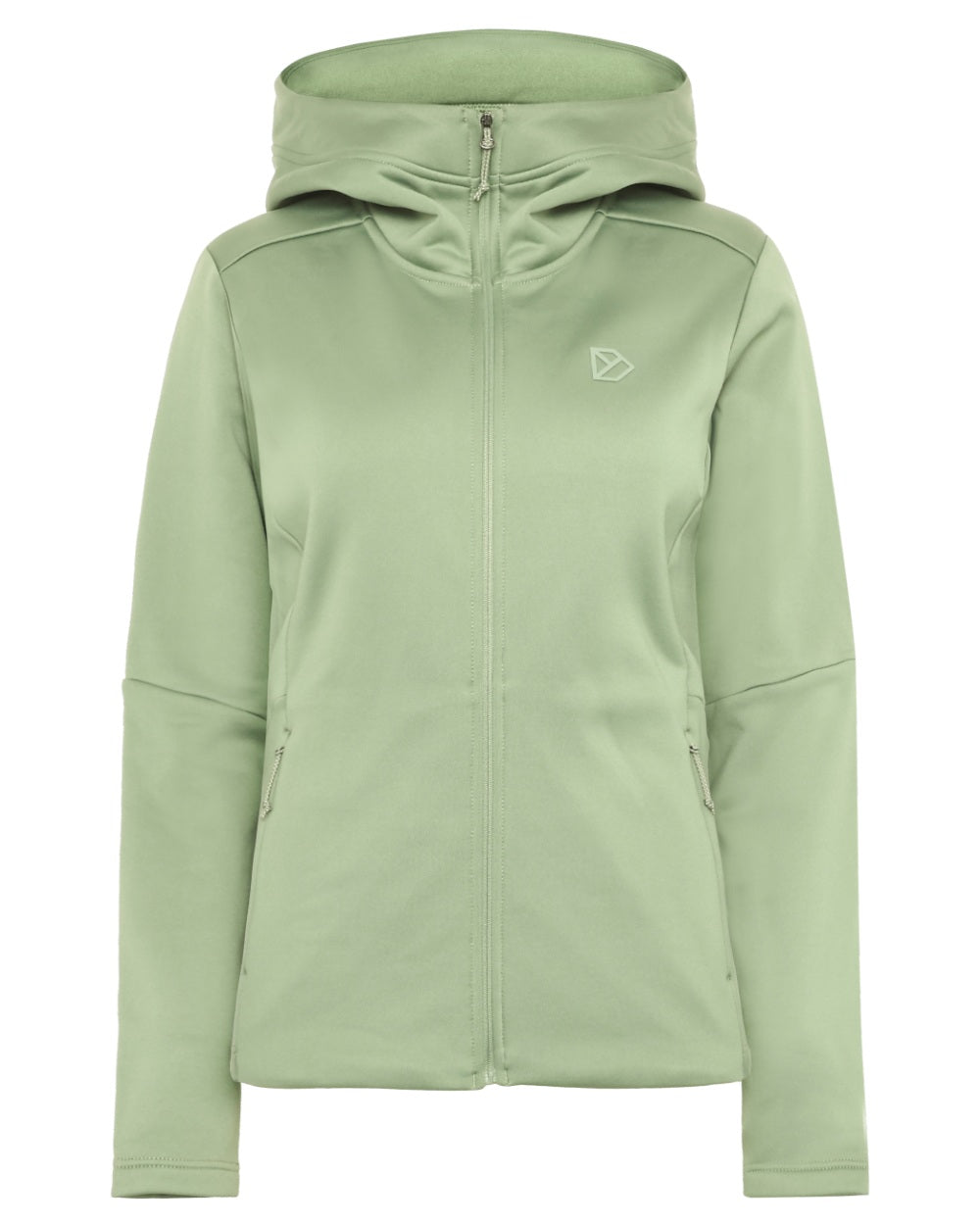 Light Moss coloured Didriksons Womens Anneli Full Zip Fleece 3 on white background 