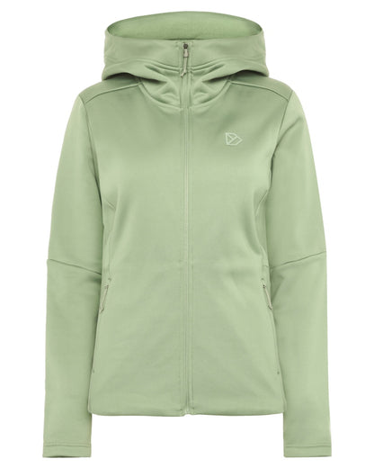 Light Moss coloured Didriksons Womens Anneli Full Zip Fleece 3 on white background 