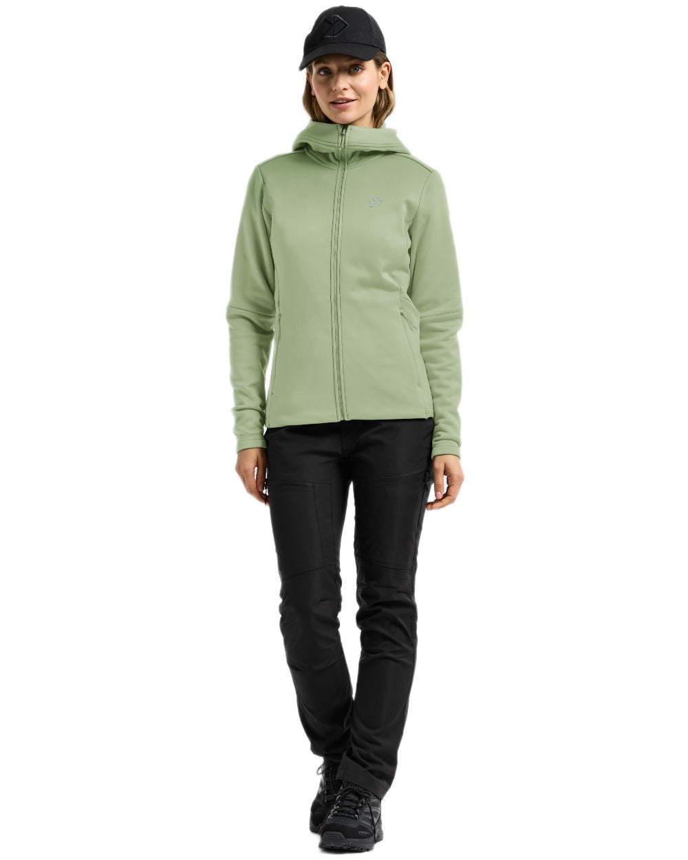 Light Moss coloured Didriksons Womens Anneli Full Zip Fleece 3 on white background 