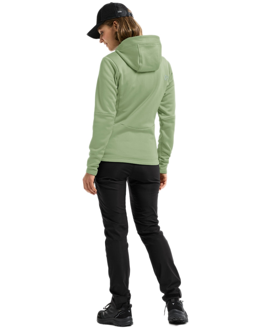 Light Moss coloured Didriksons Womens Anneli Full Zip Fleece 3 on white background 