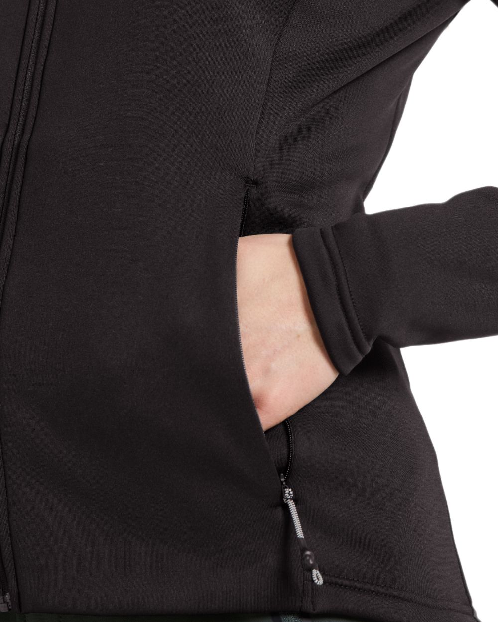 Black coloured Didriksons Womens Anneli Full-Zip Jacket on white background 
