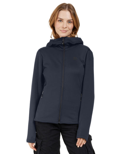 Dark Night Blue coloured Didriksons Womens Anneli Full-Zip Jacket on white background 