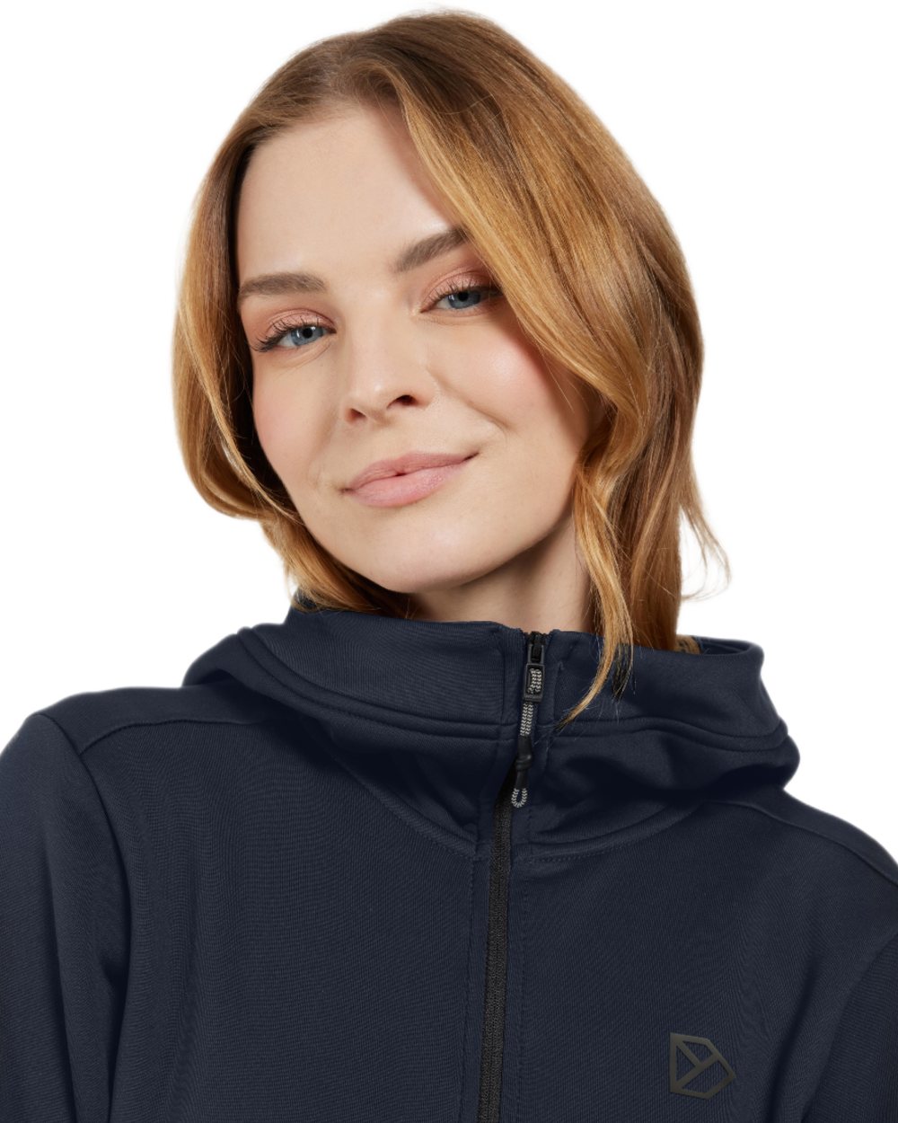 Dark Night Blue coloured Didriksons Womens Anneli Full-Zip Jacket on white background 