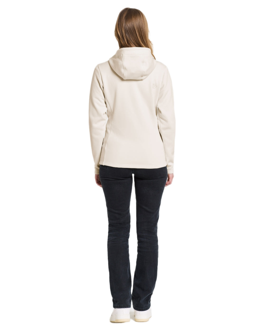 Shell White coloured Didriksons Womens Anneli Full-Zip Jacket on white background 