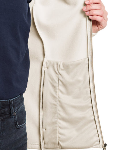 Shell White coloured Didriksons Womens Anneli Full-Zip Jacket on white background 