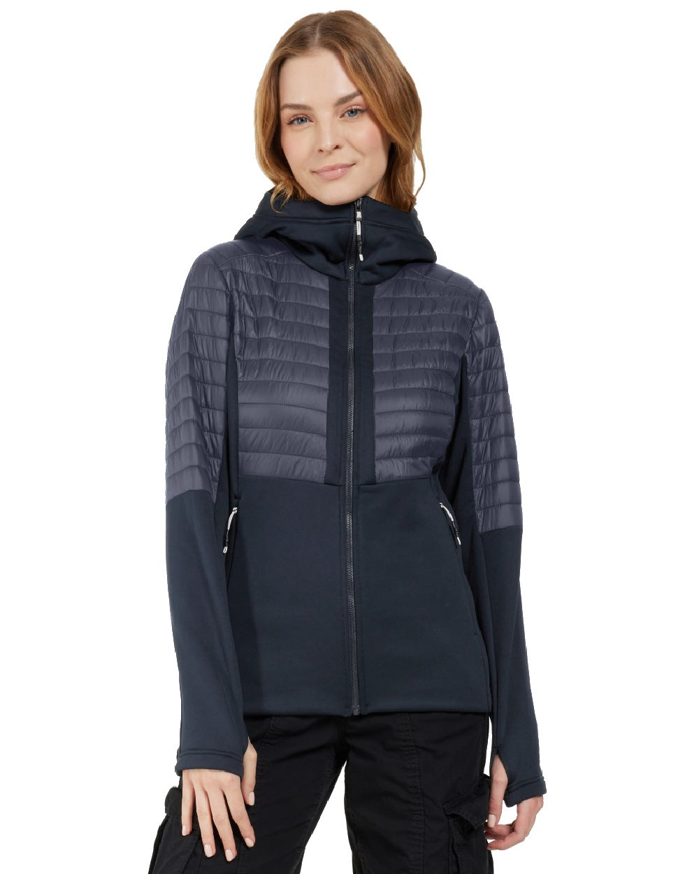 Dark Night Blue coloured Didriksons Womens Annema Full Zip 6 on white background 