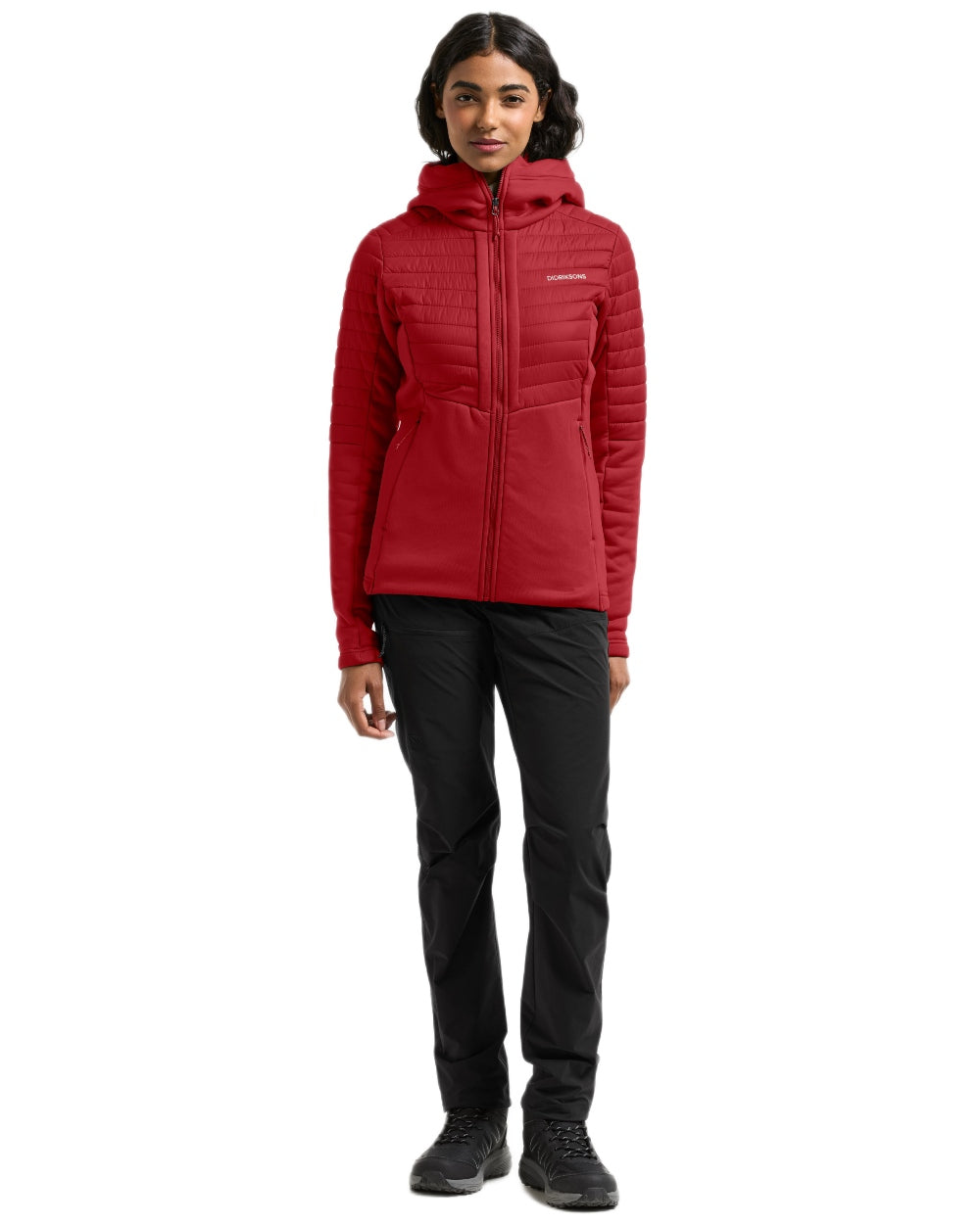 Spring Red coloured Didriksons Womens Annema Full Zip 6 on white background 