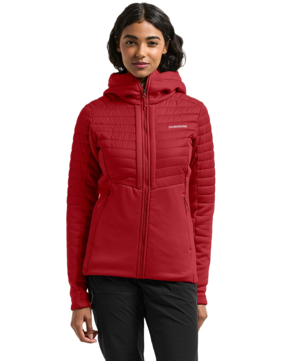 Spring Red coloured Didriksons Womens Annema Full Zip 6 on white background 