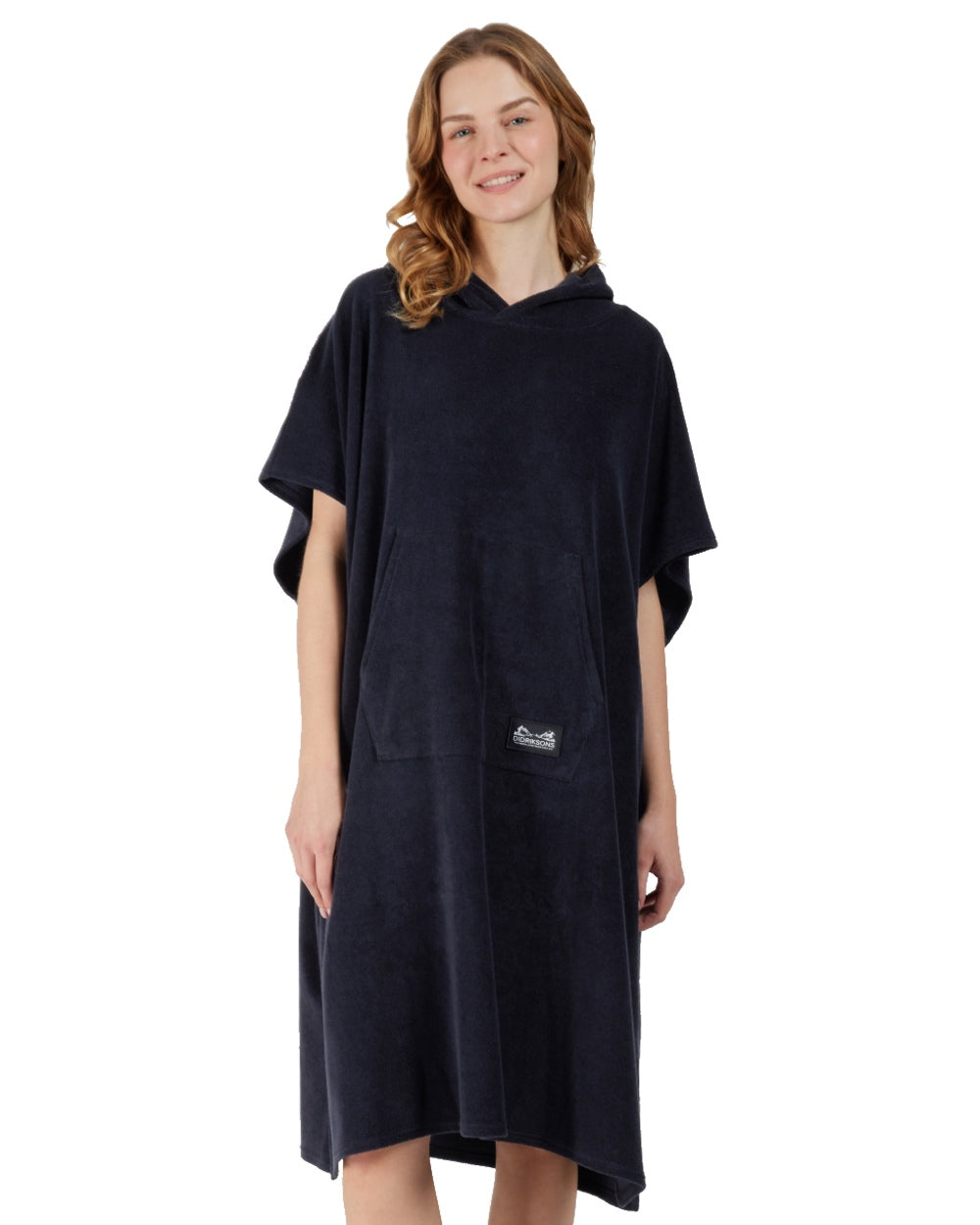 Dark Night Blue coloured Didriksons Womens Belin Poncho on white background 