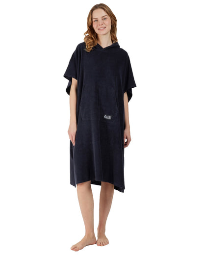 Dark Night Blue coloured Didriksons Womens Belin Poncho on white background 