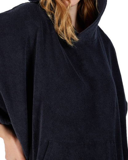Dark Night Blue coloured Didriksons Womens Belin Poncho on white background 