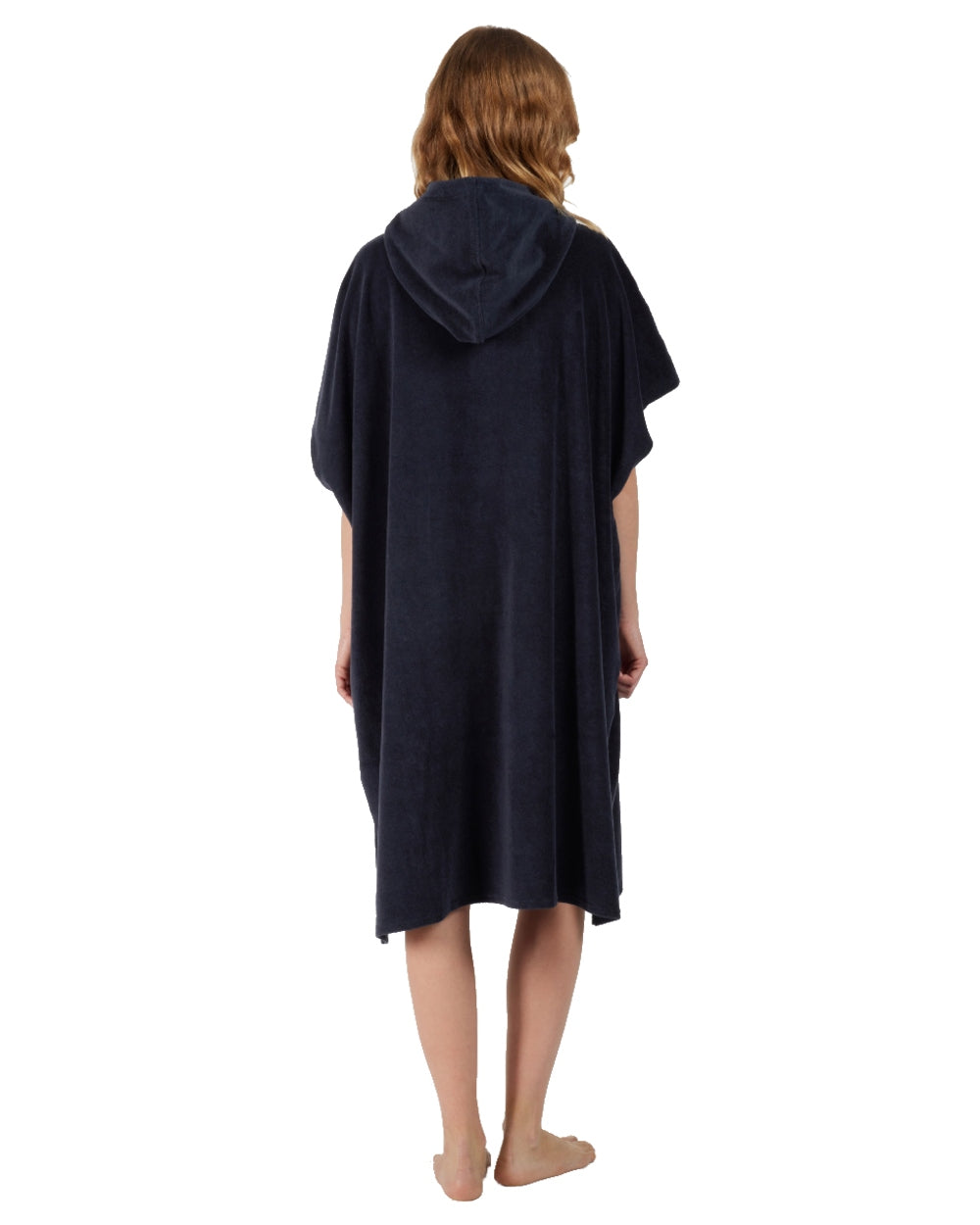 Dark Night Blue coloured Didriksons Womens Belin Poncho on white background 
