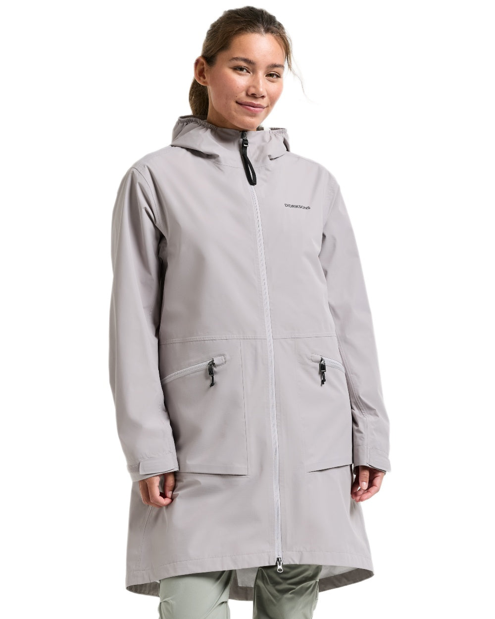 Sunrise Mist coloured Didriksons Womens Eliana Parka on white background 