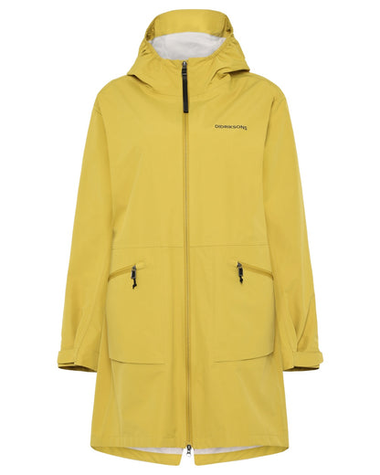 Yellow Pollen coloured Didriksons Womens Eliana Parka on white background 