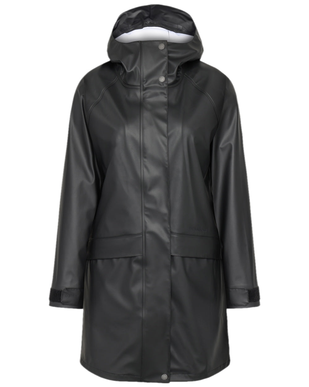 Black Coloured Didriksons Womens Elly Galon Parka on white background 