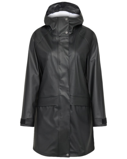 Black Coloured Didriksons Womens Elly Galon Parka on white background 