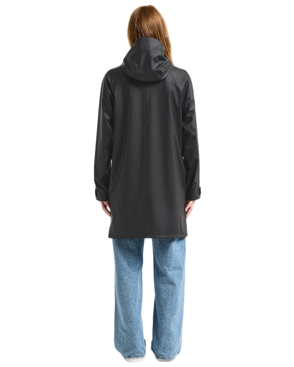 Black Coloured Didriksons Womens Elly Galon Parka on white background 