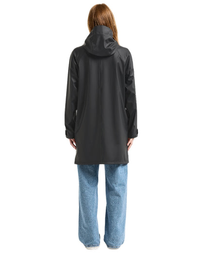 Black Coloured Didriksons Womens Elly Galon Parka on white background 