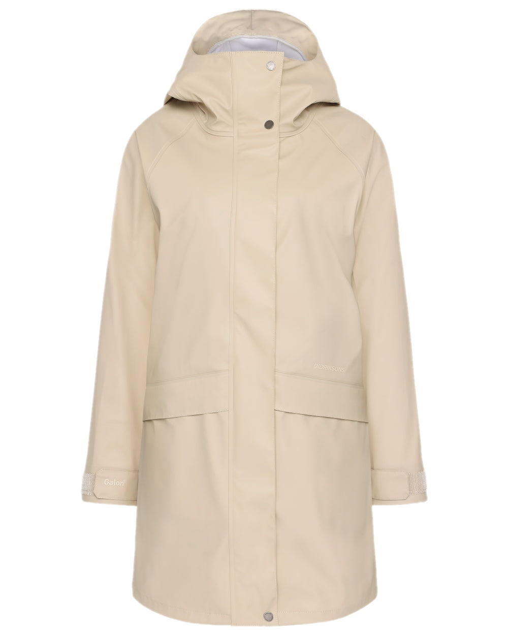 Clay Beige Coloured Didriksons Womens Elly Galon Parka on white background 