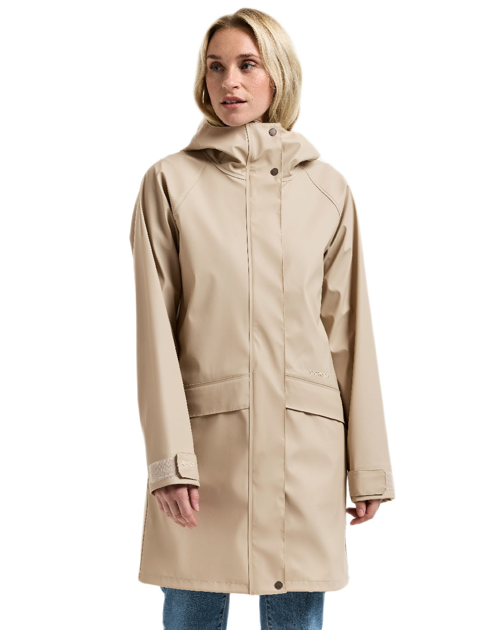 Clay Beige Coloured Didriksons Womens Elly Galon Parka on white background 