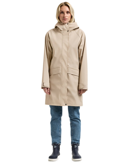 Clay Beige Coloured Didriksons Womens Elly Galon Parka on white background 