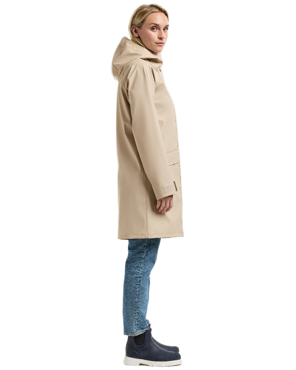 Clay Beige Coloured Didriksons Womens Elly Galon Parka on white background 