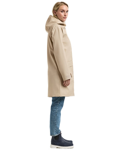 Clay Beige Coloured Didriksons Womens Elly Galon Parka on white background 