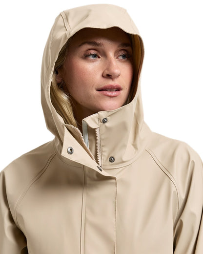 Clay Beige Coloured Didriksons Womens Elly Galon Parka on white background 