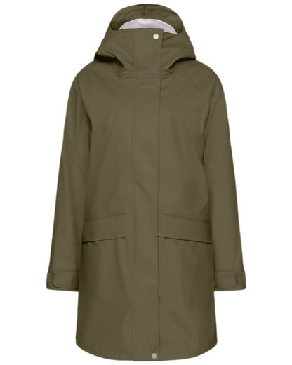 Fog Green Coloured Didriksons Womens Elly Galon Parka on white background 
